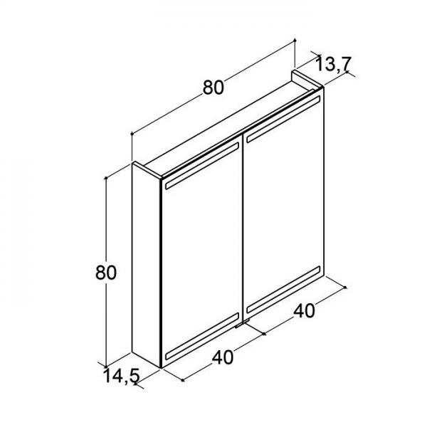 Dansani Level spejlskab 80 m/lys, lysstyring og tr&aelig;bakker - Natur eg