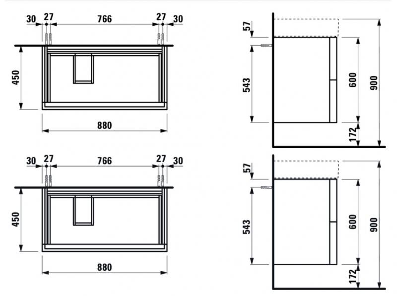 Kartell by Laufen vaskeskab 88x45 - Skiffergr&aring;