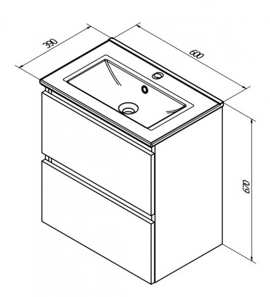 Sanibell Basicline mini m&oslash;bels&aelig;t 60 m/integrerede greb - Whiskey eg