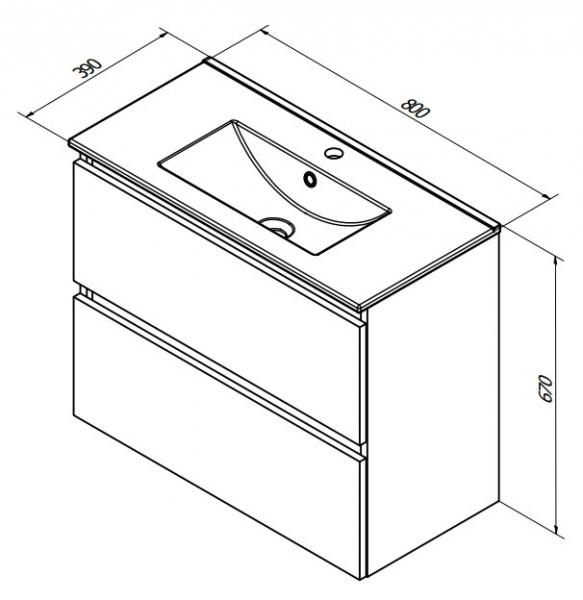 Sanibell Basicline mini m&oslash;bels&aelig;t 80 m/integrerede greb - Whiskey eg