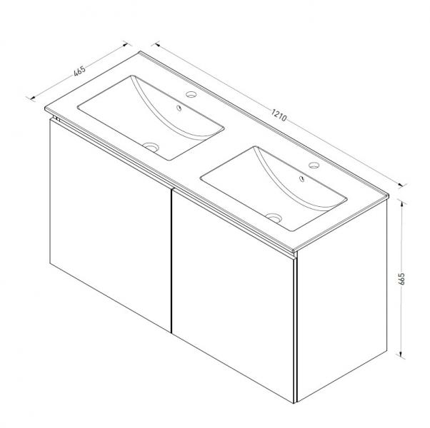 Sanibell Online 121 møbelsæt m/grebsfri låger og dobbeltvask - Bardolino eg Sanibell Online 121 møbelsæt m/grebsfri låger og dobbeltvask - Bardolino eg