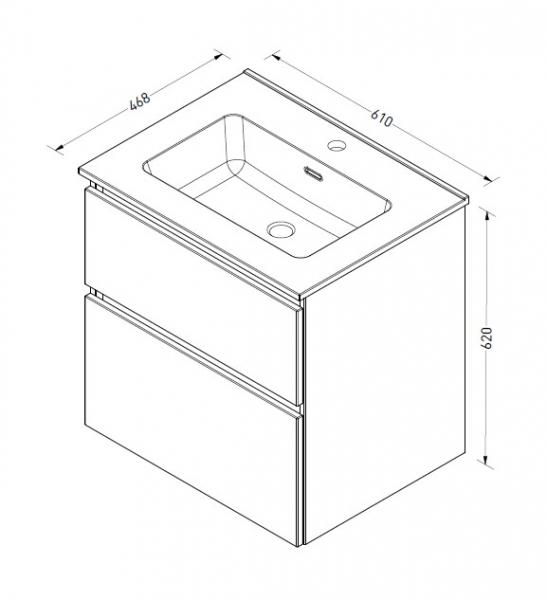 Sanibell Proline 60 møbelsæt m/2 asymmetriske skuffer - Sort eg Sanibell Proline 60 møbelsæt m/2 asymmetriske skuffer - Sort eg