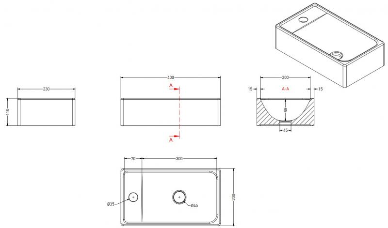 Sanibell Proline 40 h&aring;ndvask t/v&aelig;g eller m&oslash;bel - 1 hanehul til venstre
