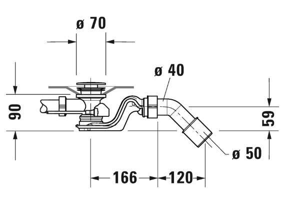Duravit af- og overl&oslash;bss&aelig;t Quadroval m/ vandp&aring;fyldning - Krom