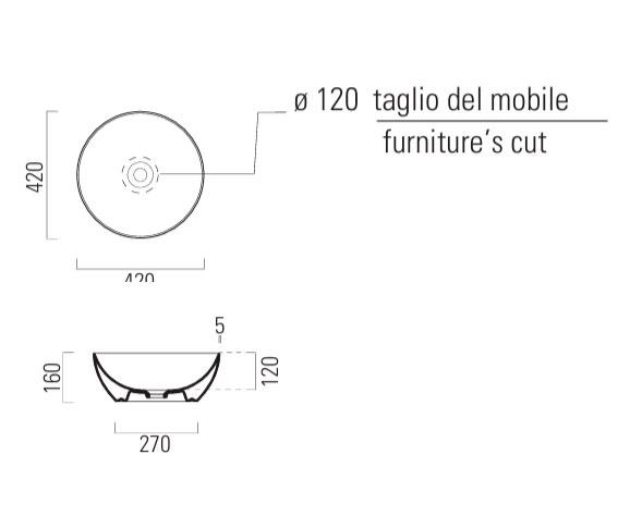 GSI Pura 42 fritstående bowlevask - Uden hanehul - Ghiaccio GSI Pura 42 fritstående bowlevask - Uden hanehul - Ghiaccio