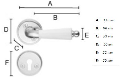 Beslagsboden vintage indend&oslash;rs d&oslash;rgreb inkl n&oslash;gleskilt - Krom/sort