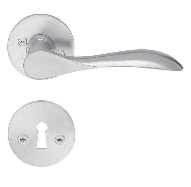 Beslagsboden indend&oslash;rs d&oslash;rgreb inkl n&oslash;gleskilt - B&oslash;rstet krom - S&aelig;t &aacute; 4 stk