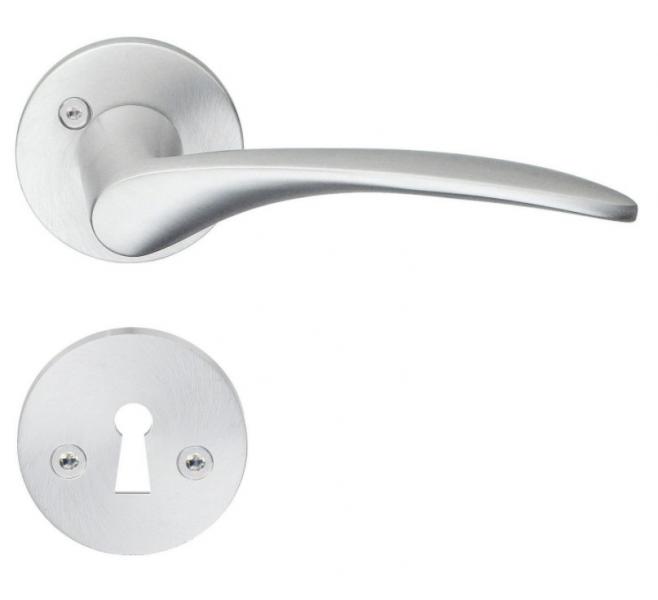 Beslagsboden indend&oslash;rs d&oslash;rgreb inkl n&oslash;gleskilt - B&oslash;rstet krom - S&aelig;t &aacute; 4 stk