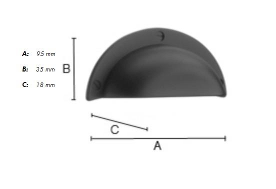 Beslagsboden m&oslash;belgreb BB633 - Mat sort