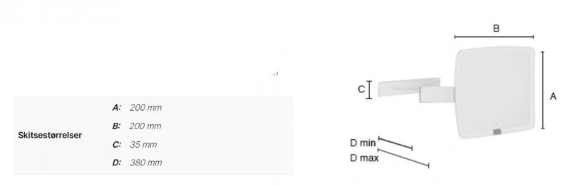 Smedbo Outline Square kosmetikspejl m/LED, sensor og 7 x forst&oslash;rrelse - Krom