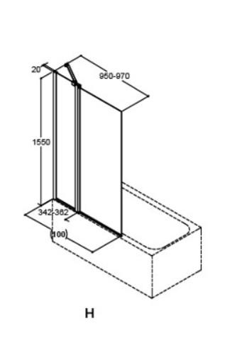 Dansani Badekarsv&aelig;g med svingd&oslash;r (inkl. skr&aring;arm) 155x100 cm