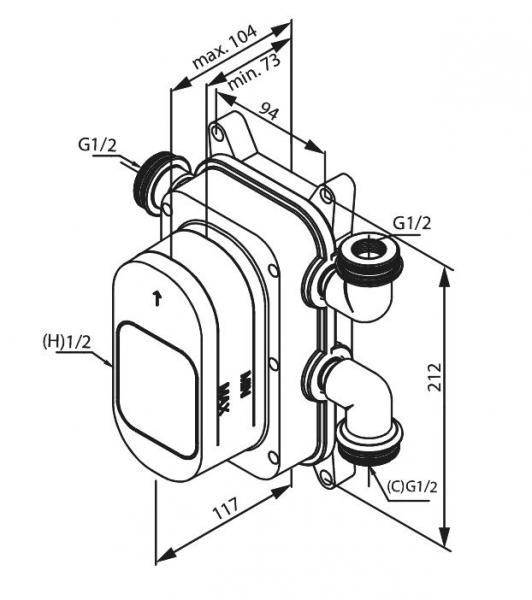 Damixa Silhouet komplet brusesystem til indbygning/loft - B&oslash;rstet messing