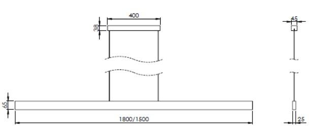 Cass&oslash;e Linea line&aelig;r pendellampe 150 cm - Mat bronze