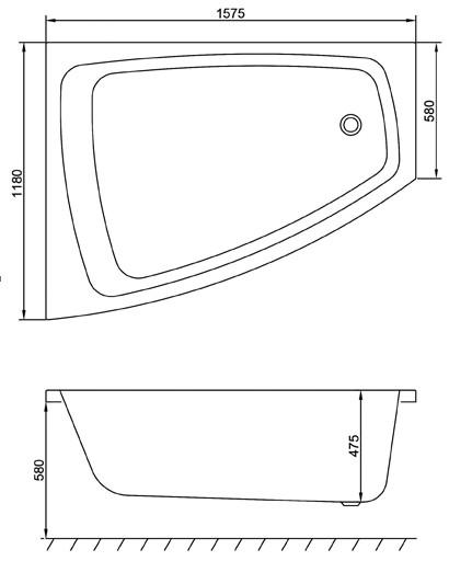Str&oslash;mberg Nordum hj&oslash;rnebadekar - 158 x 118 - H&oslash;jre