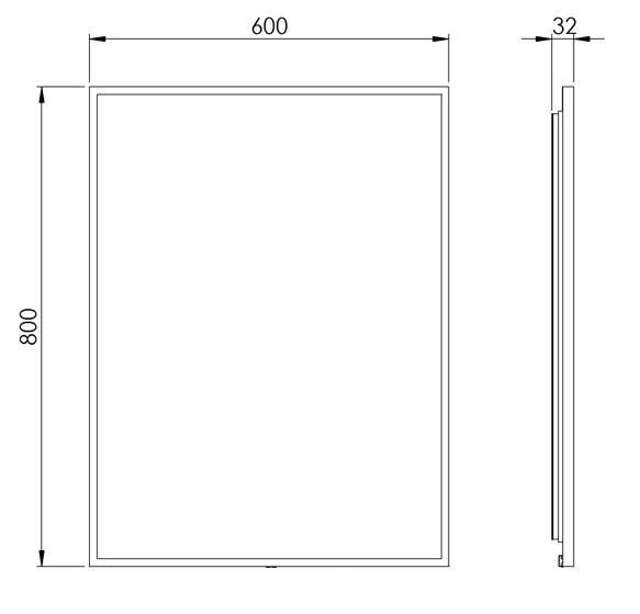 Cass&oslash;e Siena firkantet spejl m/LED lys - 60x80 cm - Mat bronze