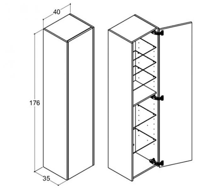 Dansani Luna Classic h&oslash;jskab A m/l&aring;ge - Venstreh&aelig;ngslet - Valgfri farve