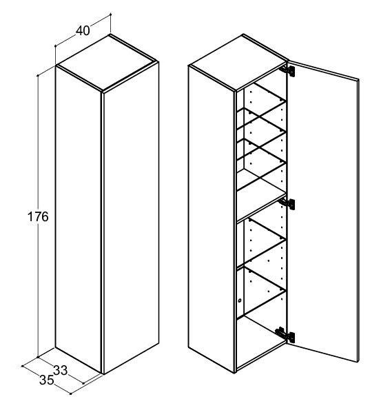 Dansani Luna Urban h&oslash;jskab 40 - Venstreh&aelig;ngslet - Hvid mat