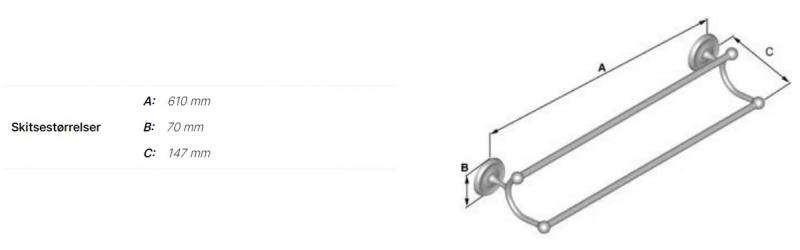 Smedbo Villa dobbelt h&aring;ndkl&aelig;destang - Poleret messing