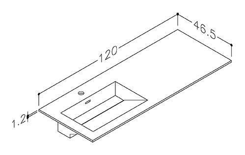 Str&oslash;mberg Corian 120 m&oslash;belvask - Vask til venstre - Mat hvid