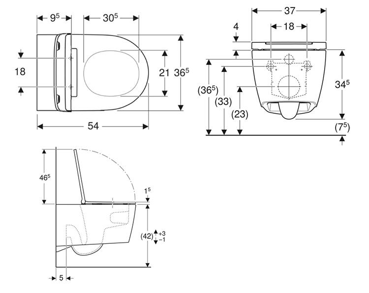 Geberit One væghængt toilet m/sæde og hvid Monolith cisterne Geberit One væghængt toilet m/sæde og hvid Monolith cisterne