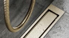 Unidrain afløb 800 mm/10 mm ramme - Børstet messing Unidrain afløb 800 mm/10 mm ramme - Børstet messing