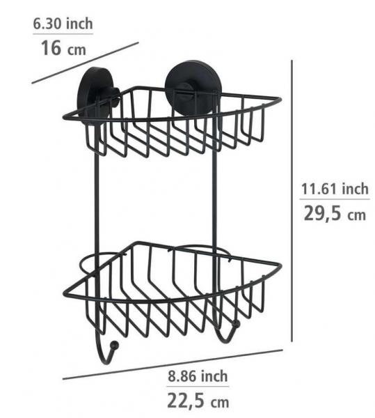 Wenko Bari dobbelt hj&oslash;rnebrusehylde - Mat sort - Skruefri
