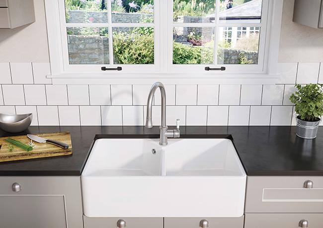 Blanco Villae Farmhouse 80 dobbelt k&oslash;kkenvask i porcel&aelig;n