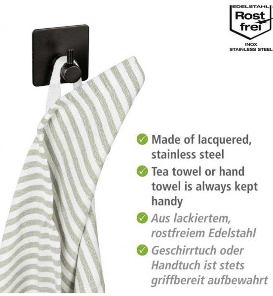 Wenko Ureo selvklæbende kroge - 2 stk - Mat sort Wenko Ureo selvklæbende kroge - 2 stk - Mat sort