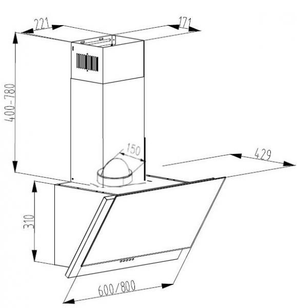 Eico Udine 60 Stone emhætte til vægmontering - Stone Eico Udine 60 Stone emhætte til vægmontering - Stone