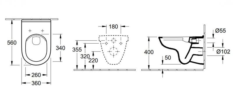 Villeroy & Boch O.Novo v&aelig;gh&aelig;ngt toilet m/DirectFlush