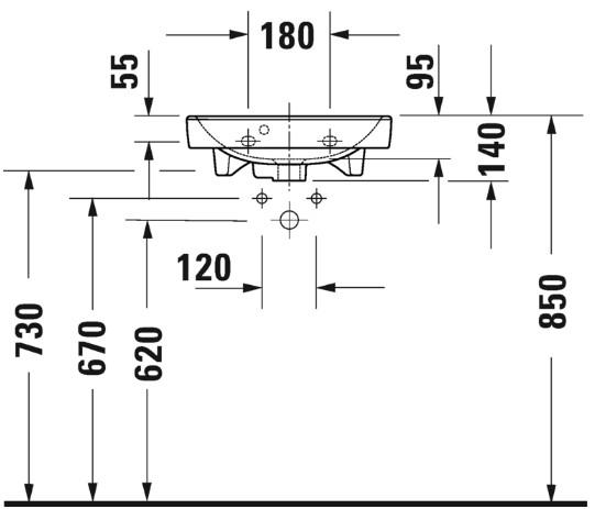Duravit No.1 45 håndvask t/væg eller møbel Duravit No.1 45 håndvask t/væg eller møbel