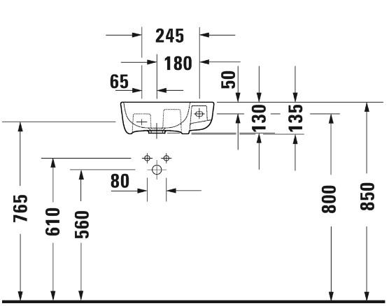 Duravit Me by Starck 40 håndvask t/væg - 1 hanehul til højre - Uden overløb Duravit Me by Starck 40 håndvask t/væg - 1 hanehul til højre - Uden overløb