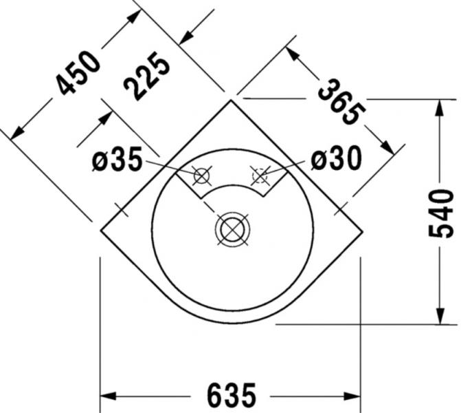 Duravit Architec 64 håndvask t/væg - Hjørne - Uden overløb Duravit Architec 64 håndvask t/væg - Hjørne - Uden overløb