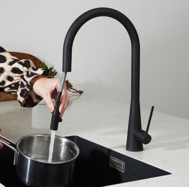 Cass&oslash;e Newform Conico k&oslash;kkenarmatur m/udtr&aelig;k - Antracit granit