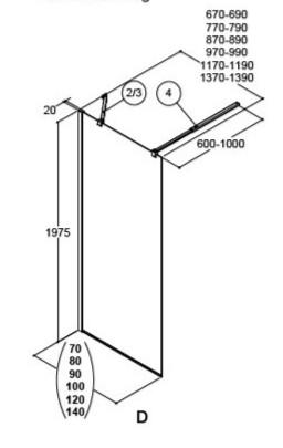 Dansani Match D 90 fast v&aelig;g - Klar glas/mat sort