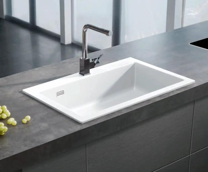 Lavabo Mera 80 porcel&aelig;nsk&oslash;kkenvask - Krom afl&oslash;b