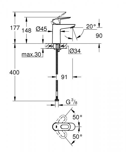 Grohe BauLoop håndvaskarmatur u/bundventil Grohe BauLoop håndvaskarmatur u/bundventil