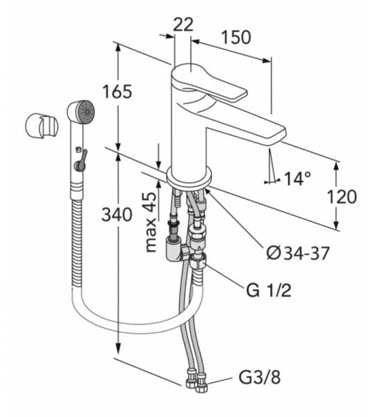 Gustavsberg Epic h&aring;ndvaskarmatur m/sidebruser - B&oslash;rstet messing