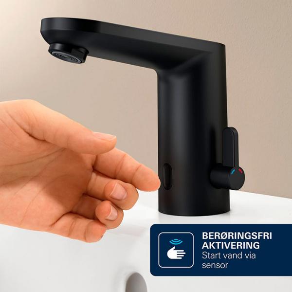 Grohe Get E berøringsfri vandhane m/infrarød og batteri – Mat sort Grohe Get E berøringsfri vandhane m/infrarød og batteri – Mat sort