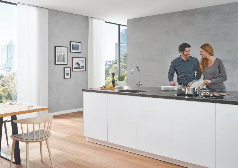 Grohe Red II Duo k&oslash;kkenbatteri m/3L vandvarmer og C-tud - Krom