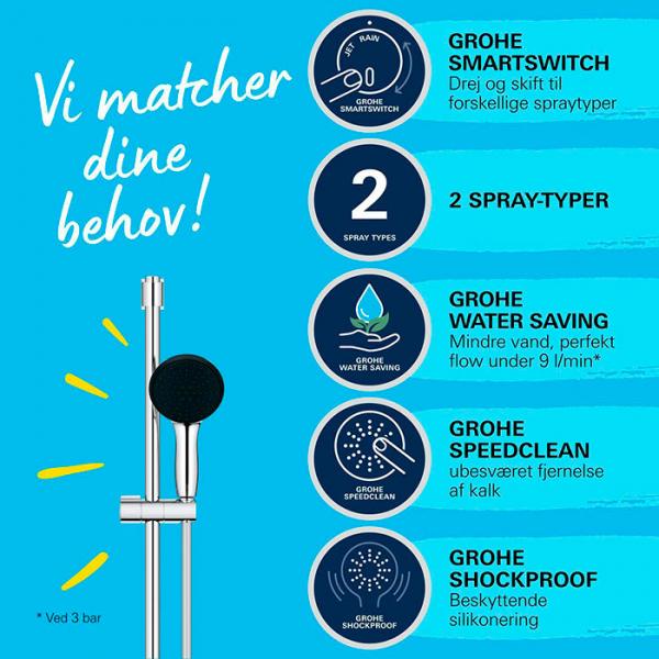 Grohe Vitalio Start 110 bruses&aelig;t 2 sprays m/WaterSaving