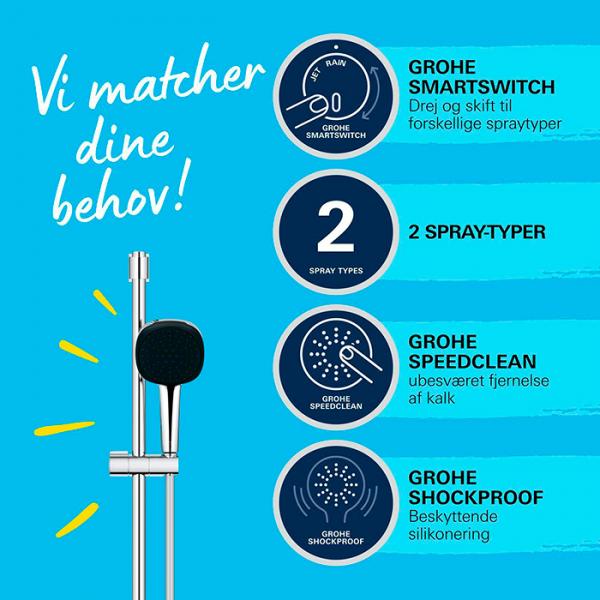 Grohe Vitalio Comfort 110 brusesæt 2 sprays Grohe Vitalio Comfort 110 brusesæt 2 sprays