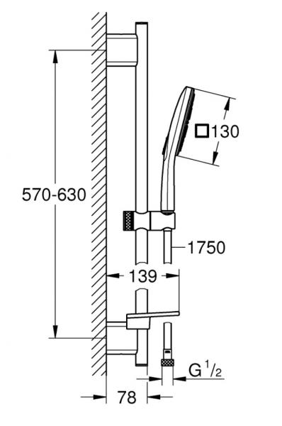 Grohe Rainshower SmartActive 130 Cube brusestangssæt - Krom Grohe Rainshower SmartActive 130 Cube brusestangssæt - Krom