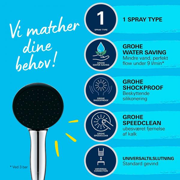 Grohe Vitalio Start 110 h&aring;ndbruser 1 spray m/Water Saving