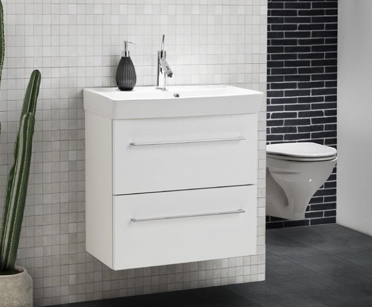 Dansani Mido m&oslash;bels&aelig;t 50 m/2 skuffer og Capella vask - Hvid mat