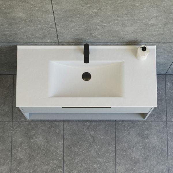 Dansani Mido+ Classic 101 m&oslash;bels&aelig;t m/Amber vask, 1 skuffe og &aring;bent rum - Mat lysebl&aring;