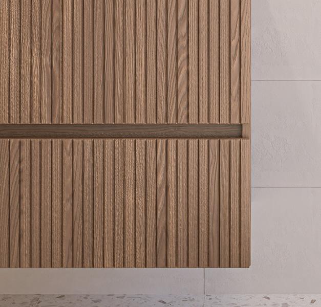 Sanibell Proline 120 møbelsæt m/lameller, 4 skuffer og dobbeltvask - Terra eg Sanibell Proline 120 møbelsæt m/lameller, 4 skuffer og dobbeltvask - Terra eg