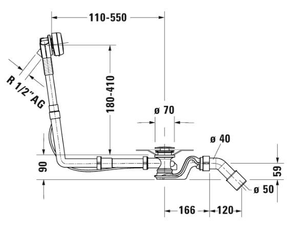 Duravit Af- og overl&oslash;bss&aelig;t Quadroval m/vandp&aring;fyldning til Happy D.2