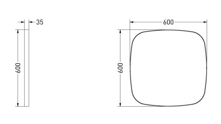 Sanibell Ink SP29 superellipse spejl m/ramme 60 x 60 cm - B&oslash;rstet mat guld