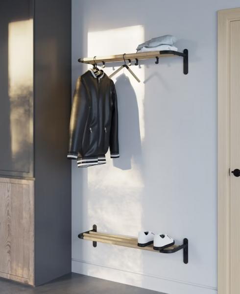 Beslagsboden hattehylde/skohylde - Tr&aelig;/mat sort